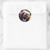 Grizzly Roar Runder Aufkleber (Tasche)