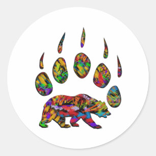 Grizzly-Zeichen Runder Aufkleber