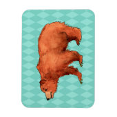 Grizzlybär auf aquamarinem Rautenmuster Magnet (Vertikal)
