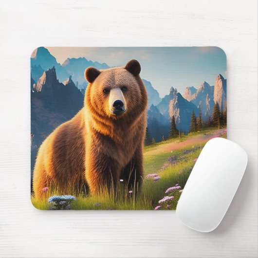 Grizzlybär auf dem Berg Mousepad (Mit Mouse)