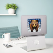 Grizzlybär Aufkleber (Laptop auf Schreibtisch)