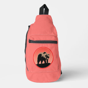 Grizzlybär bei Sonnenuntergang - Original Wildlife Crossbody Bag