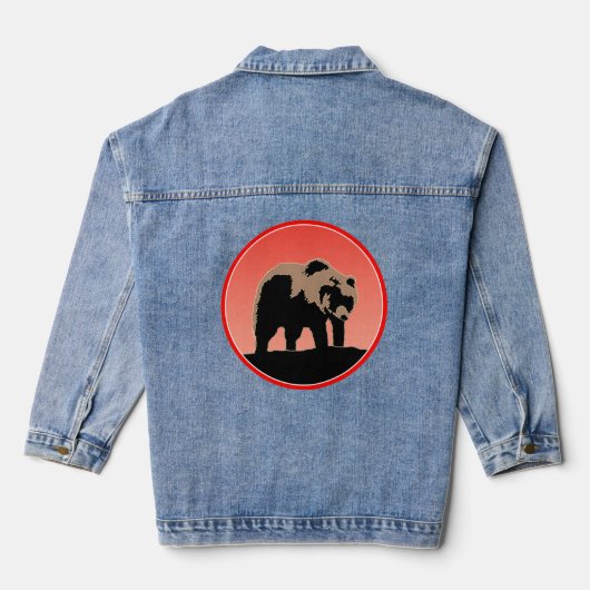 Grizzlybär bei Sonnenuntergang - Original Wildlife Jeansjacke (Rückseite)