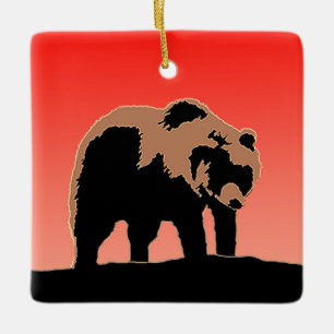 Grizzlybär bei Sonnenuntergang - Original Wildlife Keramikornament