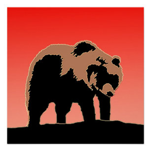 Grizzlybär bei Sonnenuntergang - Original Wildlife Poster