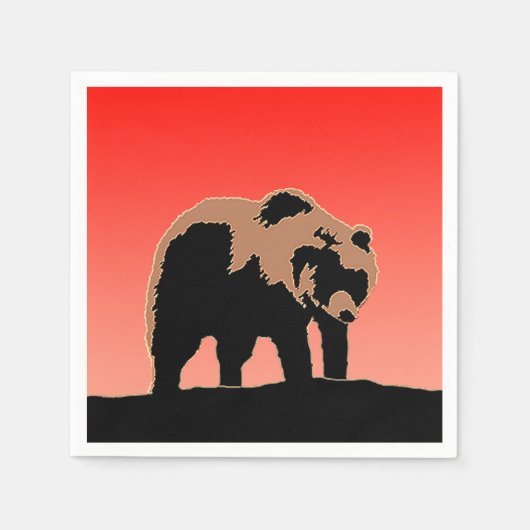 Grizzlybär bei Sonnenuntergang - Original Wildlife Serviette (Vorderseite)