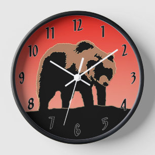 Grizzlybär bei Sonnenuntergang - Original Wildlife Uhr