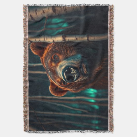 Grizzlybär, Birches und Aurora Art Decke (Vorderseite Vertikal)