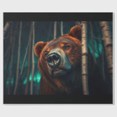 Grizzlybär, Birches und Aurora Art Geschenkpapier (Flach)