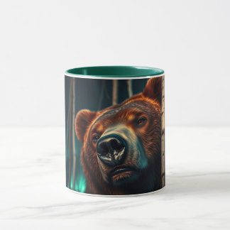 Grizzlybär, Birches und Aurora Art Tasse