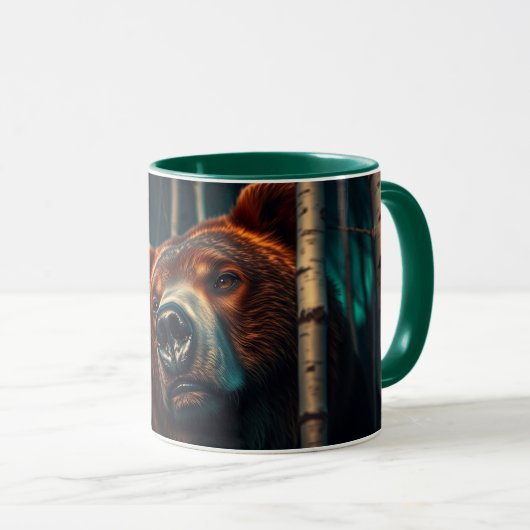 Grizzlybär, Birches und Aurora Art Tasse (VorderseiteRechts)