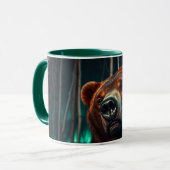 Grizzlybär, Birches und Aurora Art Tasse (Vorderseite Links)