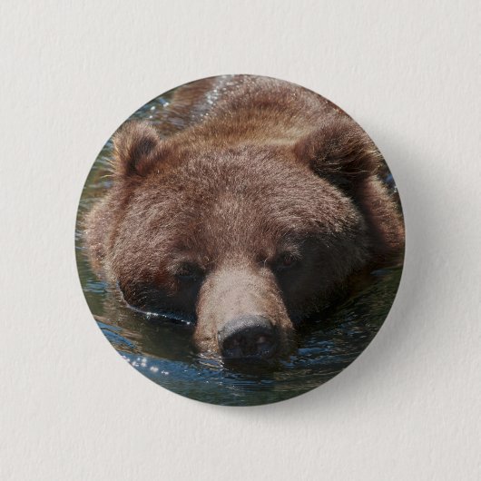 Grizzlybär Button (Vorderseite)