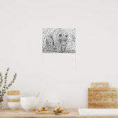 Grizzlybär & Cub Grau-Maßstab abstrakte Färbung Poster (Küche)