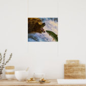 Grizzlybär, der Steelhead-Lachs fängt Poster (Küche)