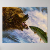 Grizzlybär, der Steelhead-Lachs fängt Poster (Vorne)