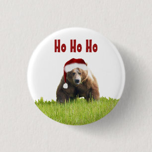 Grizzlybär des Knopfes w/Christmas Button