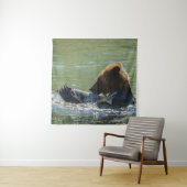 Grizzlybär Ein Lachs gefangen Wandteppich (Beispiel)