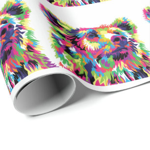 Grizzlybär farbenfrohe Pop Art Geschenkpapier