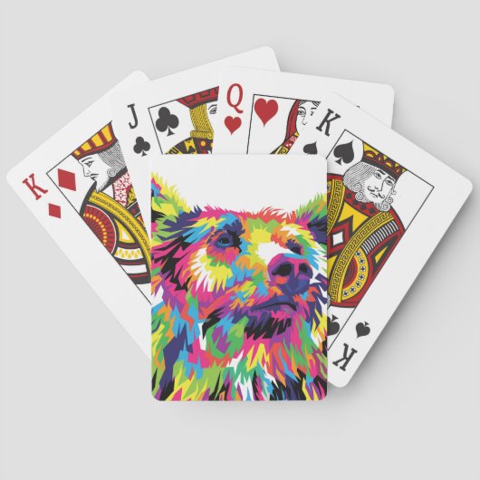 Grizzlybär farbenfrohe Pop Art Spielkarten (Rückseite)