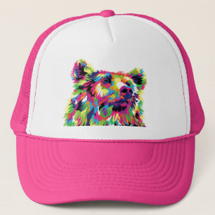 Grizzlybär farbenfrohe Pop Art Truckerkappe