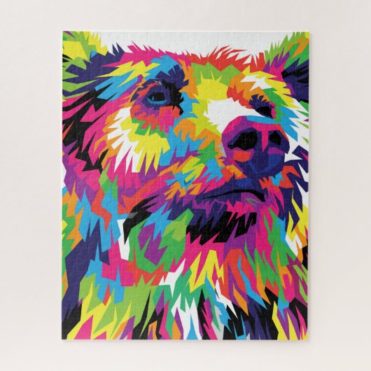 Grizzlybär farbenfrohe Pop Kunst abstrakt Puzzle (Vertikal)