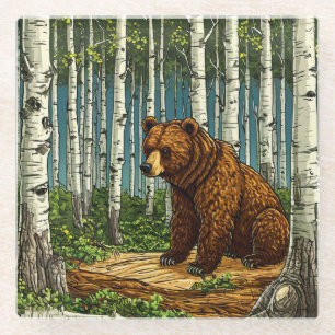 Grizzlybär Glasuntersetzer