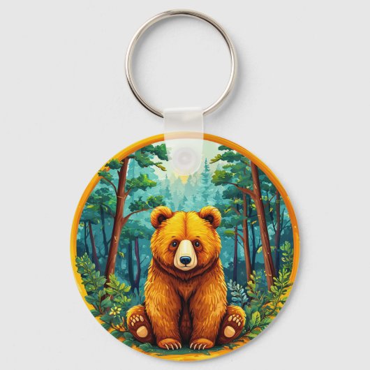 Grizzlybär im Wald Schlüsselanhänger (Vorderseite)
