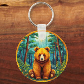 Grizzlybär im Wald Schlüsselanhänger (Vorderseite)