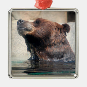 Grizzlybär im Wasser Ornament Aus Metall