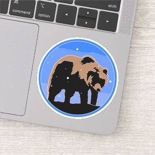 Grizzlybär im Winter - Original Wildlife Art Aufkleber
