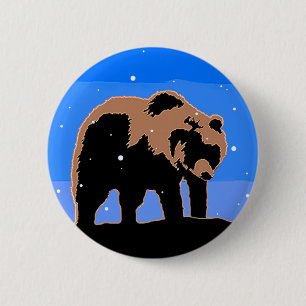 Grizzlybär im Winter - Original Wildlife Art Button