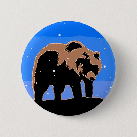 Grizzlybär im Winter - Original Wildlife Art Button (Vorderseite)