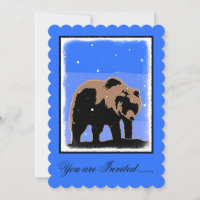 Grizzlybär im Winter - Original Wildlife Art