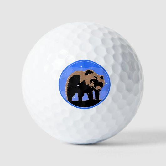 Grizzlybär im Winter - Original Wildlife Art Golfball (Vorderseite)