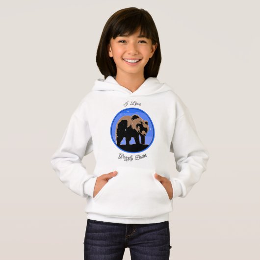 Grizzlybär im Winter - Original Wildlife Art Ho Hoodie (Vorne ganz)