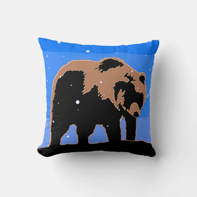Grizzlybär im Winter - Original Wildlife Art Kissen (Vorderseite)