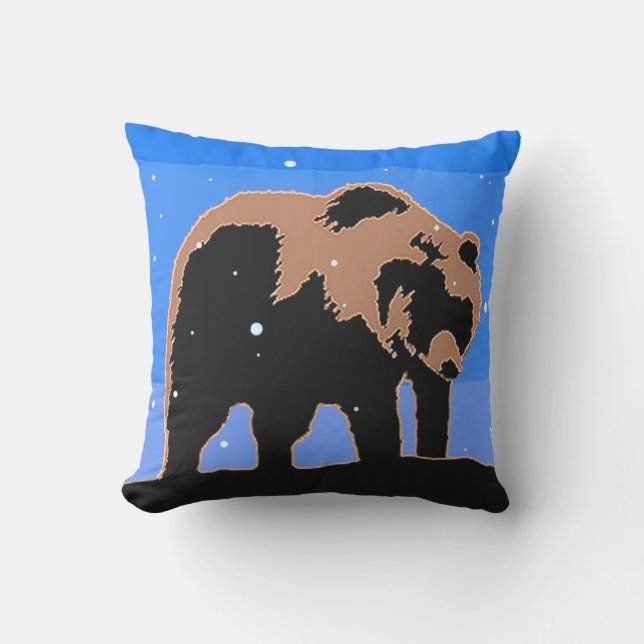 Grizzlybär im Winter - Original Wildlife Art Kissen (Vorderseite)