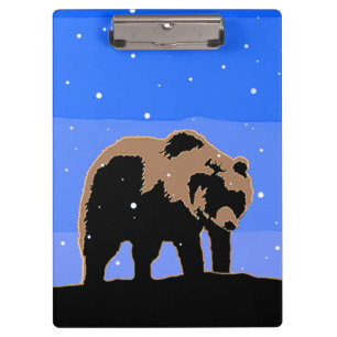 Grizzlybär im Winter - Original Wildlife Art Klemmbrett