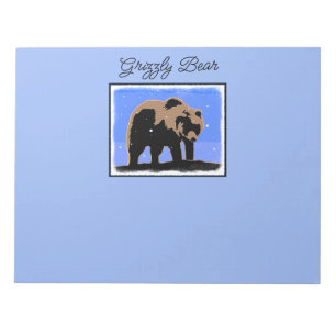 Grizzlybär im Winter - Original Wildlife Art Notizblock
