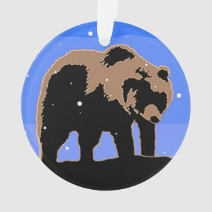 Grizzlybär im Winter - Original Wildlife Art Ornament