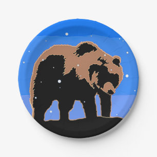 Grizzlybär im Winter - Original Wildlife Art Pappteller