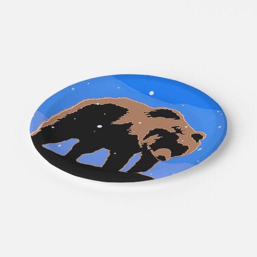 Grizzlybär im Winter - Original Wildlife Art Pappteller (Schrägansicht)