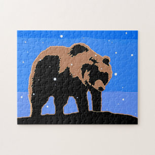 Grizzlybär im Winter - Original Wildlife Art Puzzle