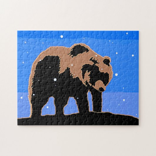 Grizzlybär im Winter - Original Wildlife Art Puzzle (Horizontal)
