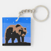 Grizzlybär im Winter - Original Wildlife Art Schlüsselanhänger (Rückseite)