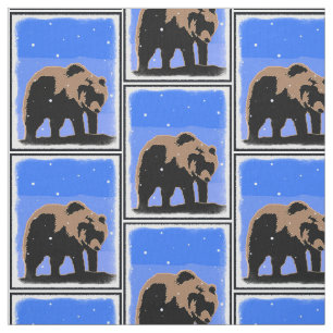 Grizzlybär im Winter - Original Wildlife Art Stoff