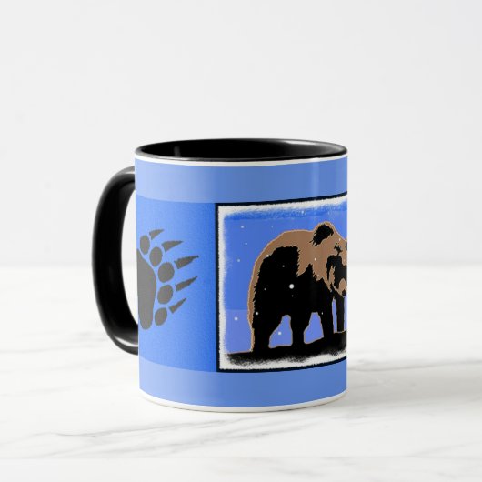 Grizzlybär im Winter - Original Wildlife Art Tasse (Vorderseite Links)