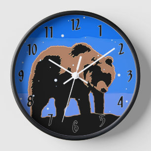 Grizzlybär im Winter - Original Wildlife Art Uhr