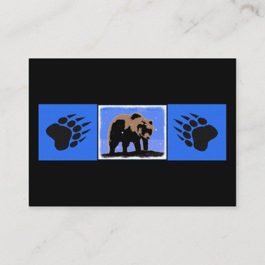 Grizzlybär im Winter - Original Wildlife Art Visitenkarte (Rückseite)